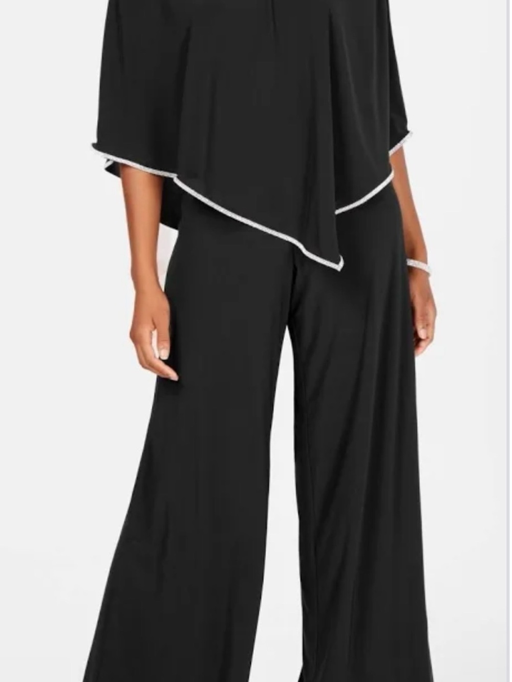 Elegant Black Wide-Leg Poncho Jumpsuit